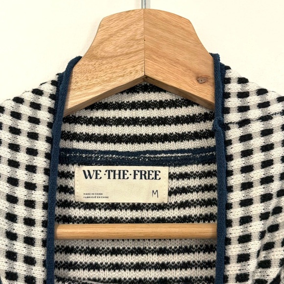 We The Free x Free People Ivory Combo Gamer Cuff Mock Neck Sweater Medium - Picture 5 of 7